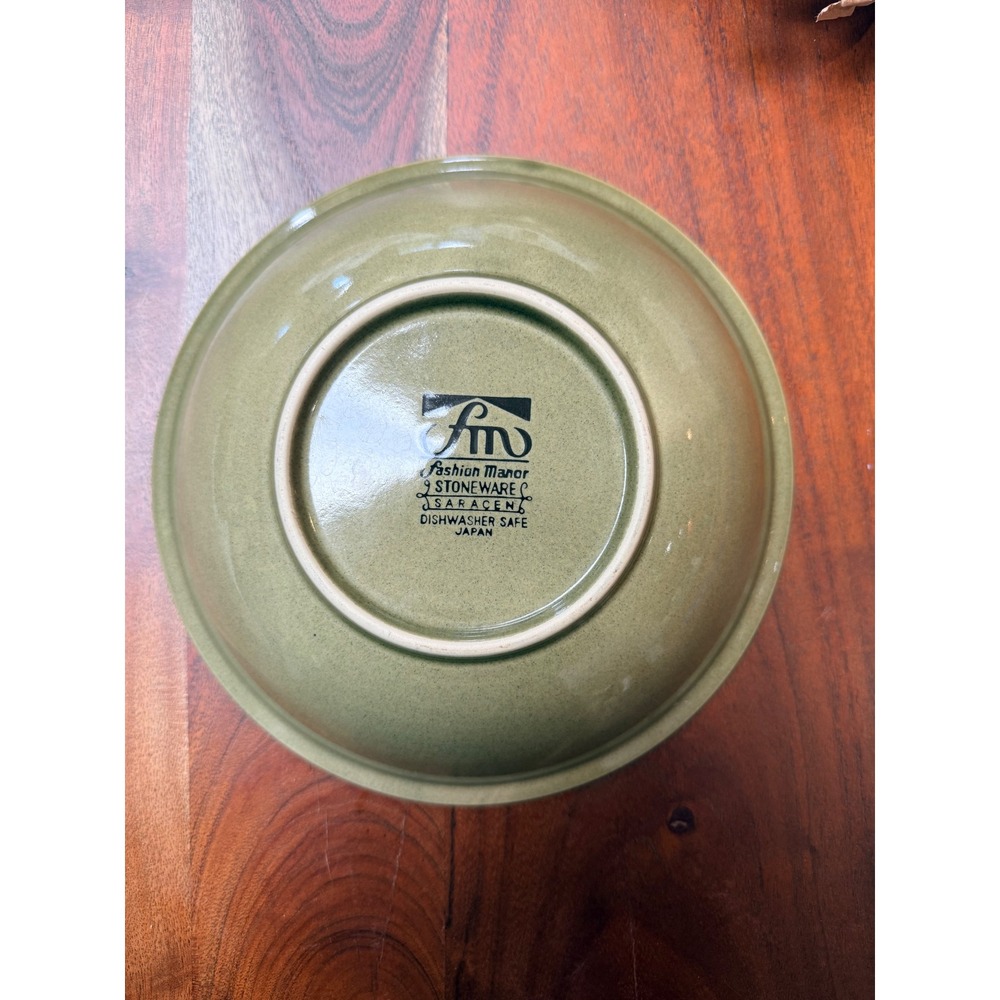 Vintage‎ Fashion Manor "Saracen" 9 inch Serving Bowl Olive Green Japan MCM - Picture 2 of 3